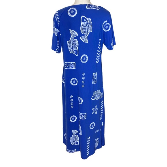 VINTAGE Coconut Bay Blue Tropical Fish Print Dress - Picture 5 of 6